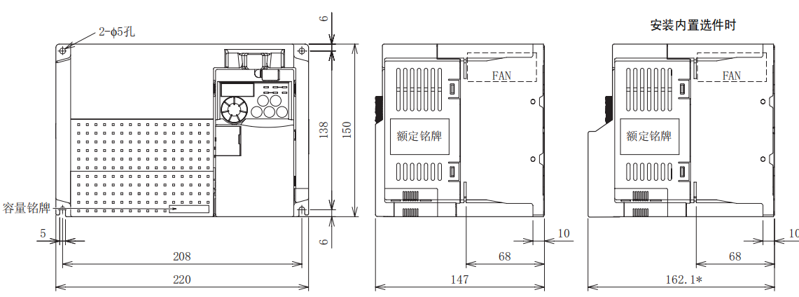 FR-E740-5.5K、7.5K-CHT尺寸圖